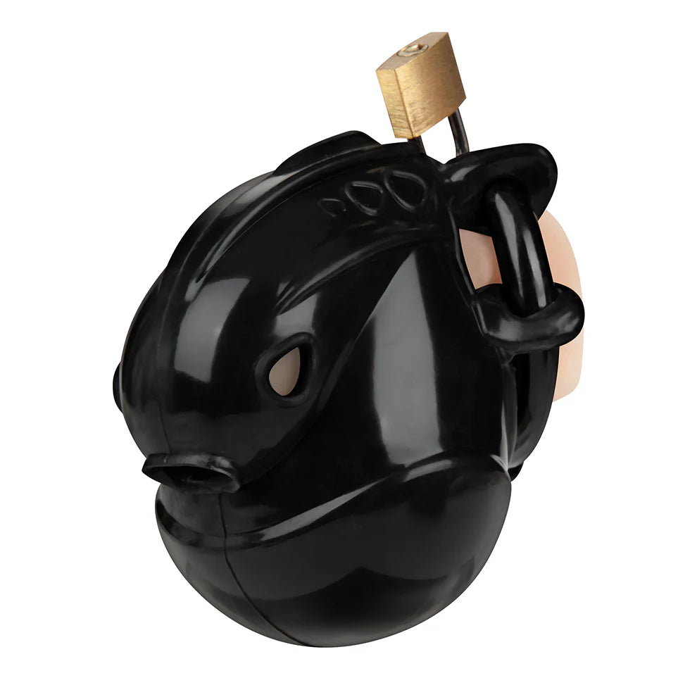 Electric EEL | Blue Line Full Restraint Silicone Cock And Balls Chastity Device 100% Coverage - Black