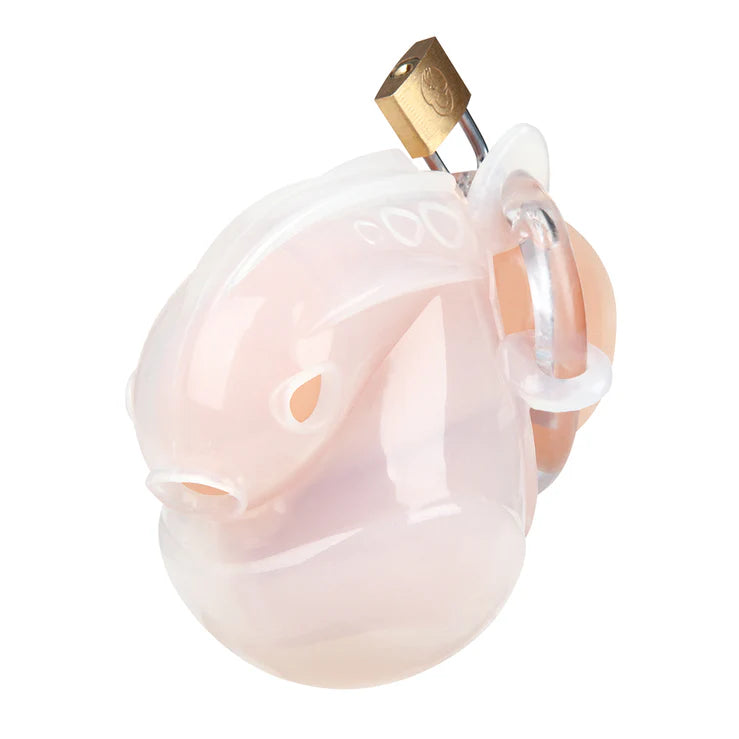 Electric EEL | Blue Line Full Restraint Silicone Cock And Balls Chastity Device 100% Coverage - White