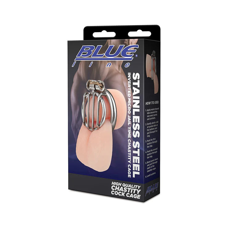 Electric EEL | Blue Line Stainless Steel Inverted Micro Jail Time Chastity Cage