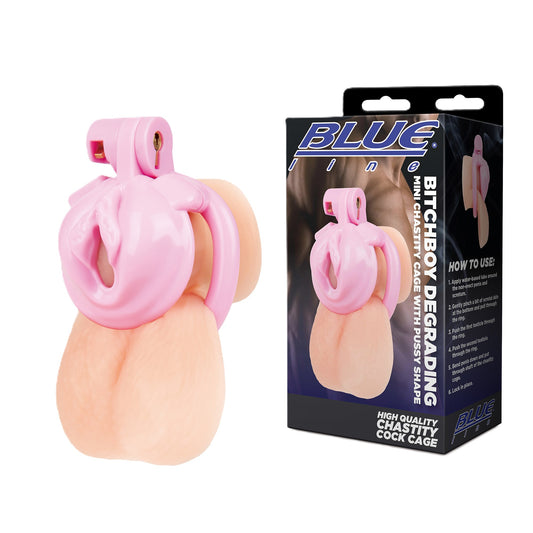 Electric EEL | Blue Line Bitchboy Degrading Mini Chastity Cage with Pussy Shape
