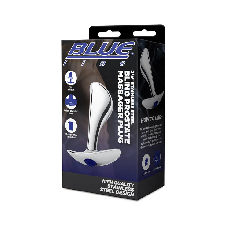 Electric EEL | Blue Line 2.5" Stainless Steel Bling Prostate Massager Plug