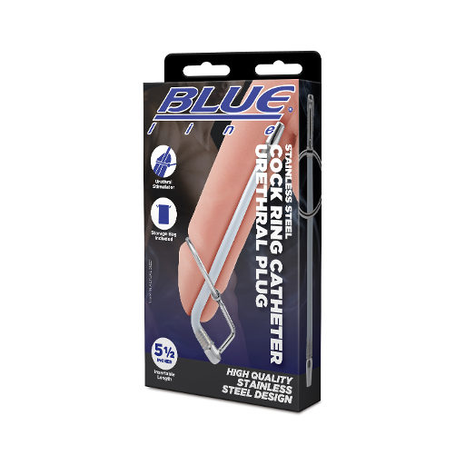 Electric EEL | Blue Line 5.5" Stainless Steel Cock Ring Catheter Urethral Plug