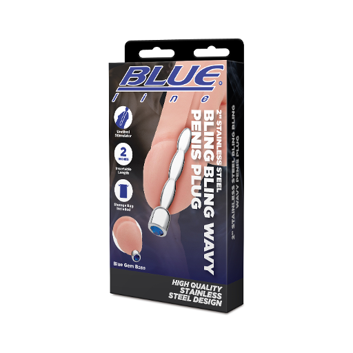 Electric EEL | Blue Line 2" Stainless Steel Bling Bling Wavy Penis Plug