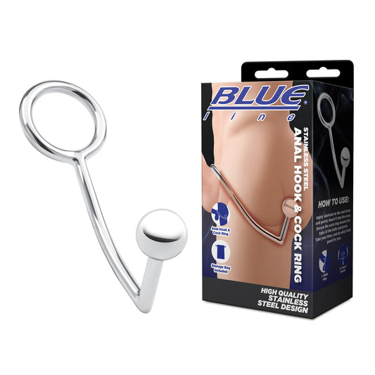Electric EEL | Blue Line Stainless Steel Anal Hook & Cock Ring