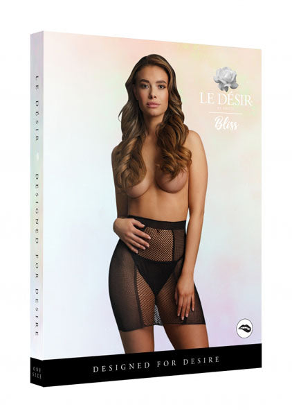 Le Desir Bliss Collection High-Waist Fishnet Skirt Black Size OS