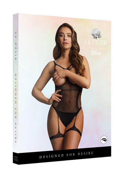 Le Desir Bliss Collection Open-Cup Strappy Teddy Black Size OS