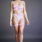 Le Desir Bliss 2 Pc Tie Dye Bra Set With Garters & Dazzling Eye Contact Bling Sticker Size OS