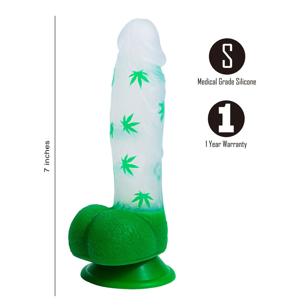 Maia Toys | Maia LEIF - Clear/Green 17.8cm Leaf Print Dong