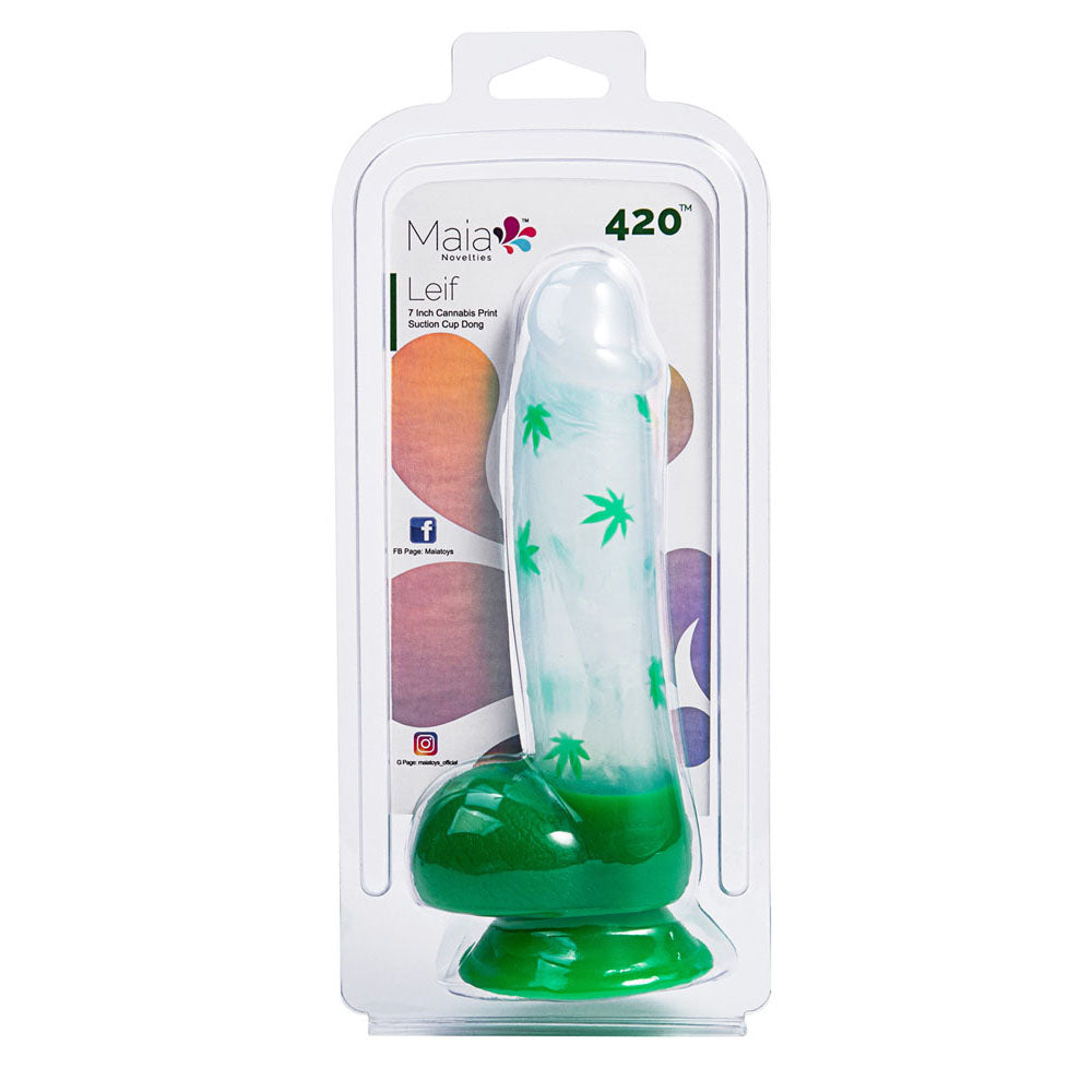 Maia Toys | Maia LEIF - Clear/Green 17.8cm Leaf Print Dong