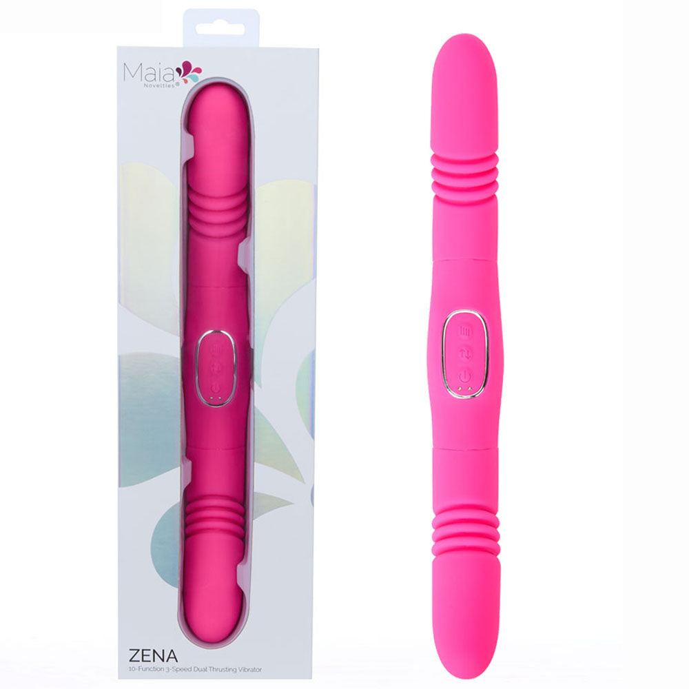Maia Toys | Maia ZENA - Pink 35.5cm Dual Thrusting Double Ended Vibrator