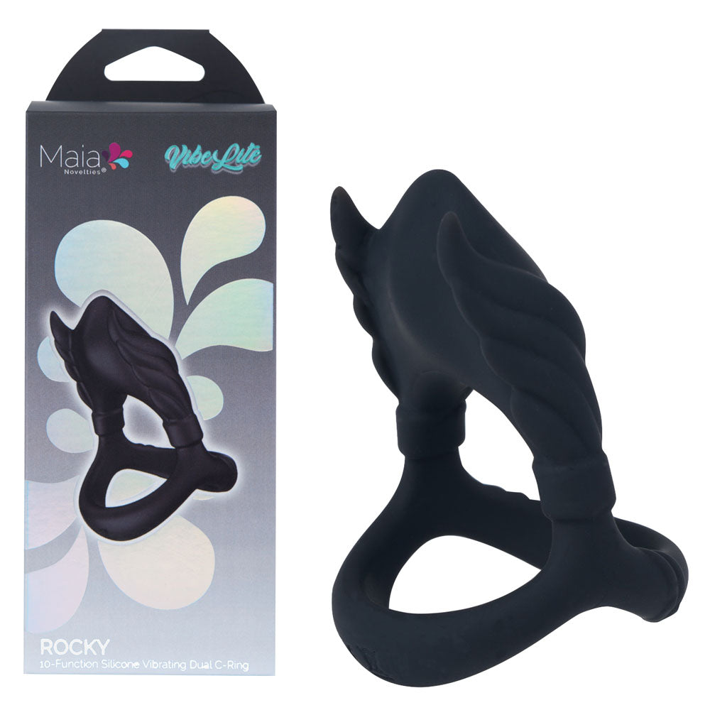 Maia Toys | Maia ROCKY - Black Vibrating Cock & Balls Ring