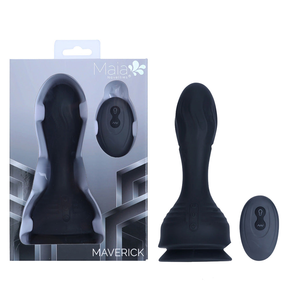 Maia Toys | Maia MAVERICK - Black 16.5cm Inflatable Anal Plug with Wireless Remote