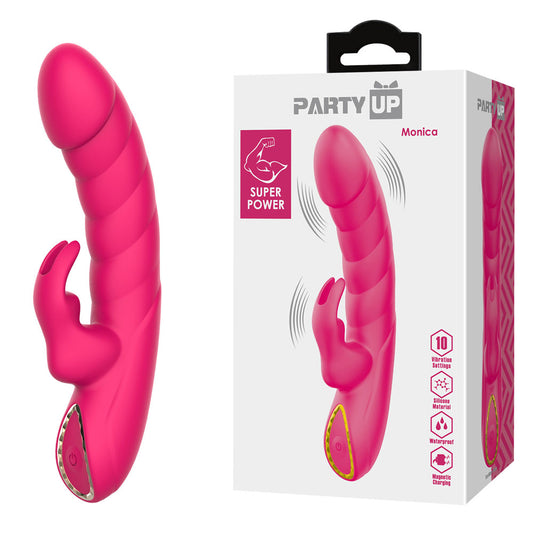 Party Up MONICA - Pink 15.8cm USB Rechargeable Rabbit Vibrator