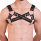Love In Leather Mens Cross Front Neoprene Body Brace With Functional Zips BRA016