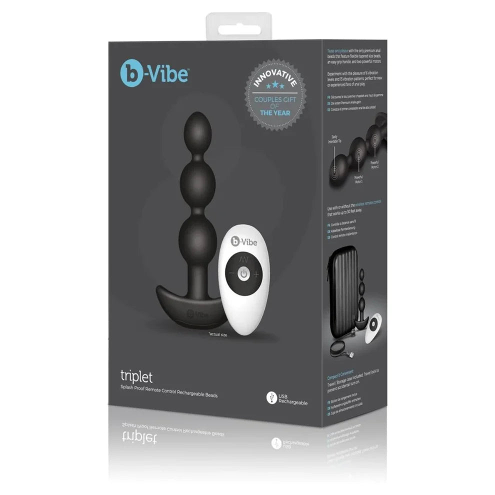 COTR | B-Vibe Triplet Anal Beads Black - Anal Vibrator with Remote