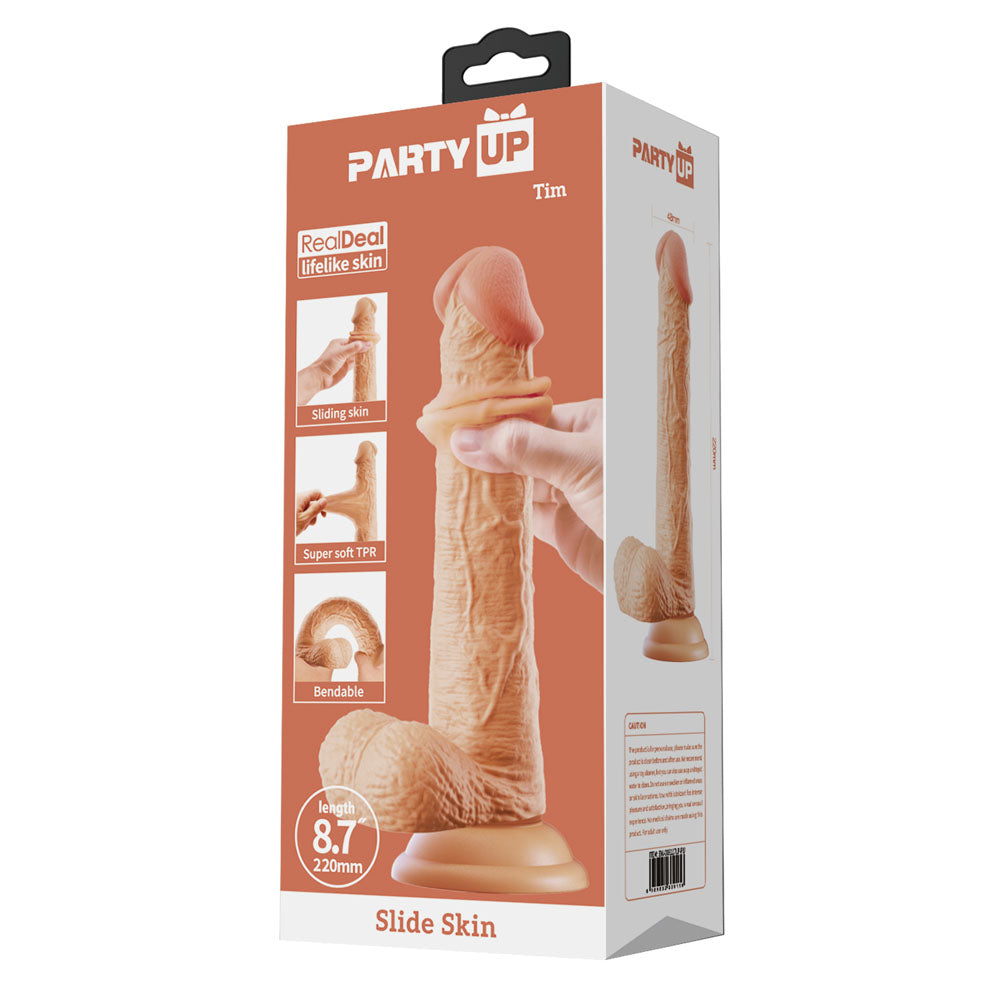 Party Up TIM Slide Skin Dong - Flesh 22cm Flexible Dildo