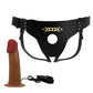 Party Up NELSON Vibrating Strap-On - Brown 17.5cm Vibrating Hollow Strap-On