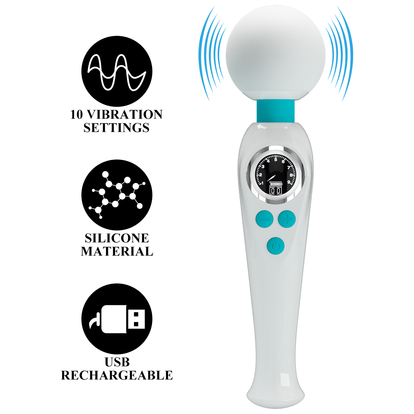 Pretty Love Stavros The Great Skyler Massage Wand Vibrator White/Blue