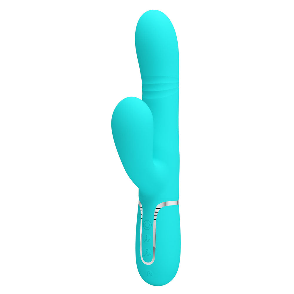 Party Up Paul 4in1 Rolling Beads Thumping Rabbit Vibrator Teal