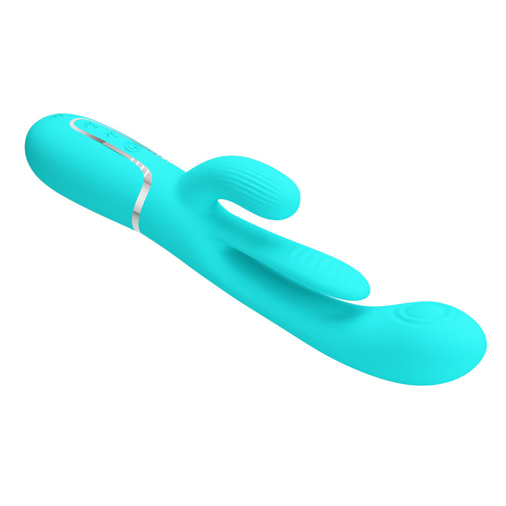 Party Up Andy 3in1 Rabbit Vibrator with Flicking and Thumping Tip Teal