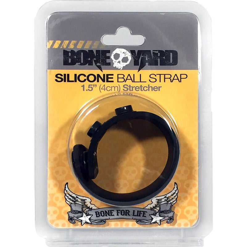 Boneyard Silicone Ball Strap - 3 Snap Adjustable Ball Stretcher Ring - Black