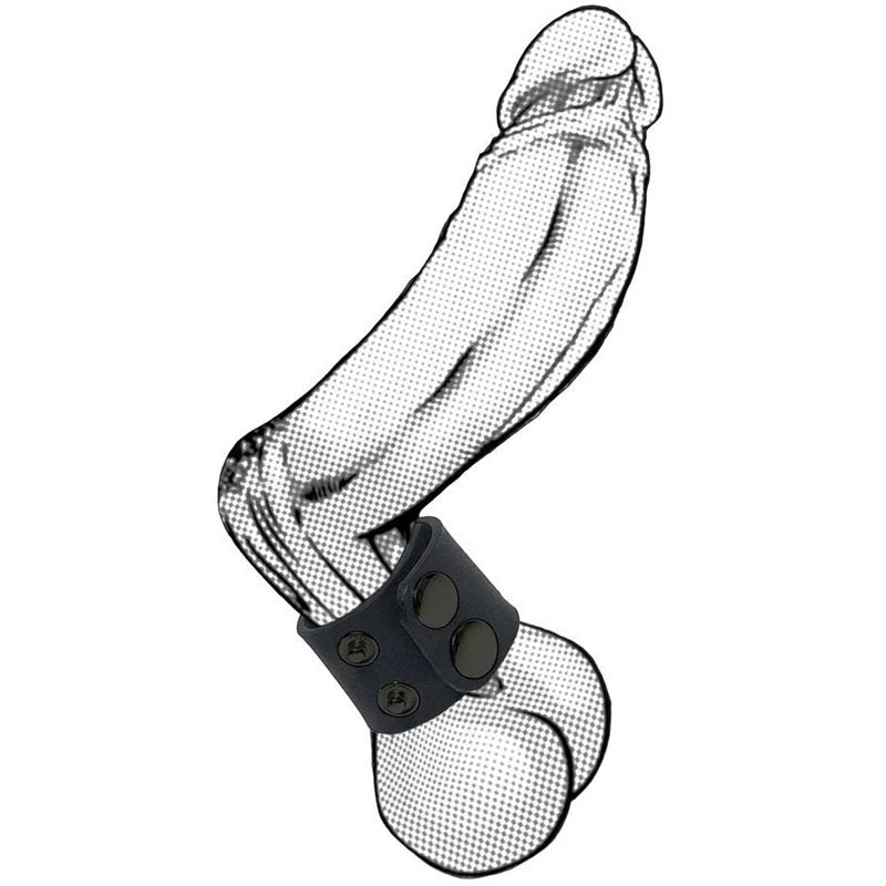 Boneyard Silicone Ball Strap - 3 Snap Adjustable Ball Stretcher Ring - Black