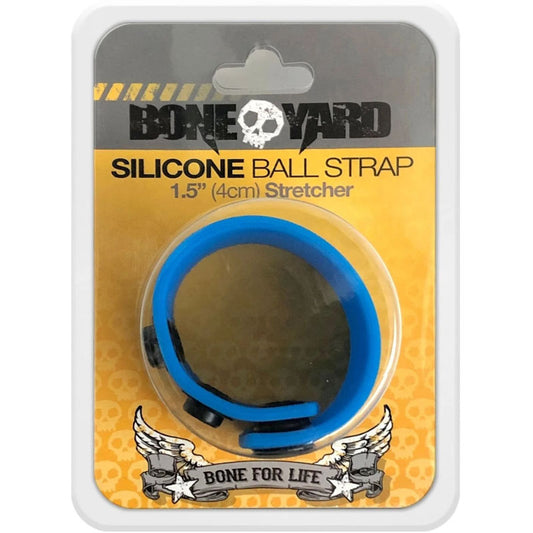 Boneyard Silicone Ball Strap - 3 Snap Adjustable Ball Stretcher Ring - Blue