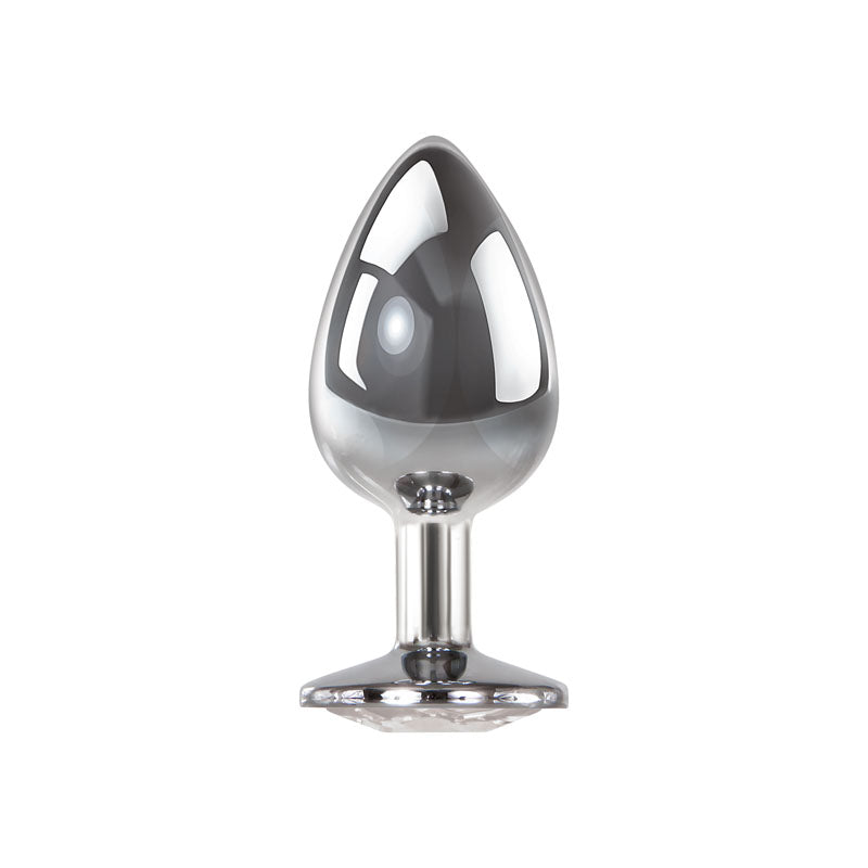 Adam & Eve Clear Gem Anal Plug - Large Metallic 9.5 cm Large Butt Plug with Clear Gem Base