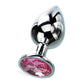 Adam & Eve Pink Gem Anal Plug - Silver  Medium 8.2cm Metal Butt Plug with Pink Gem