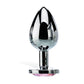 Adam & Eve Pink Gem Anal Plug - Silver  Medium 8.2cm Metal Butt Plug with Pink Gem