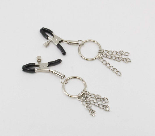 Love In Leather Chain Tassel Nipple Clamps