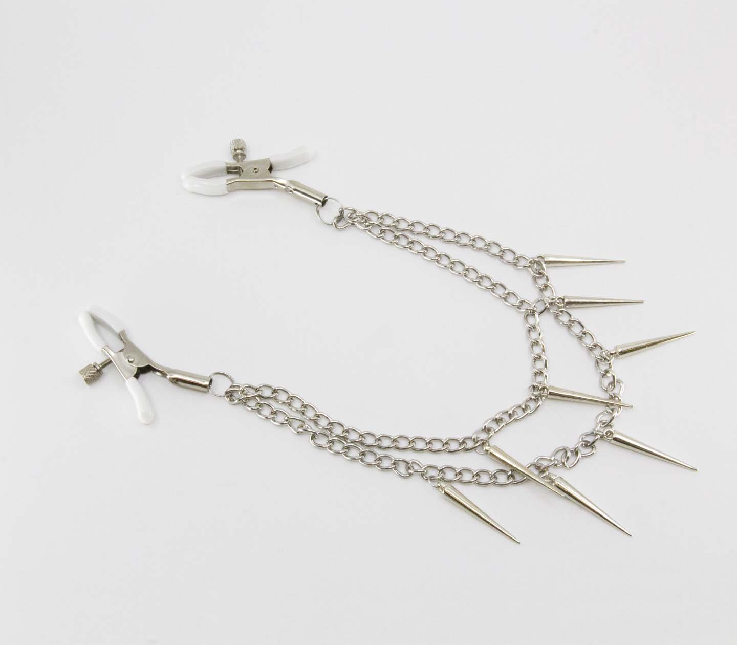 Love In Leather Spiked Chain Nipple Clamps
