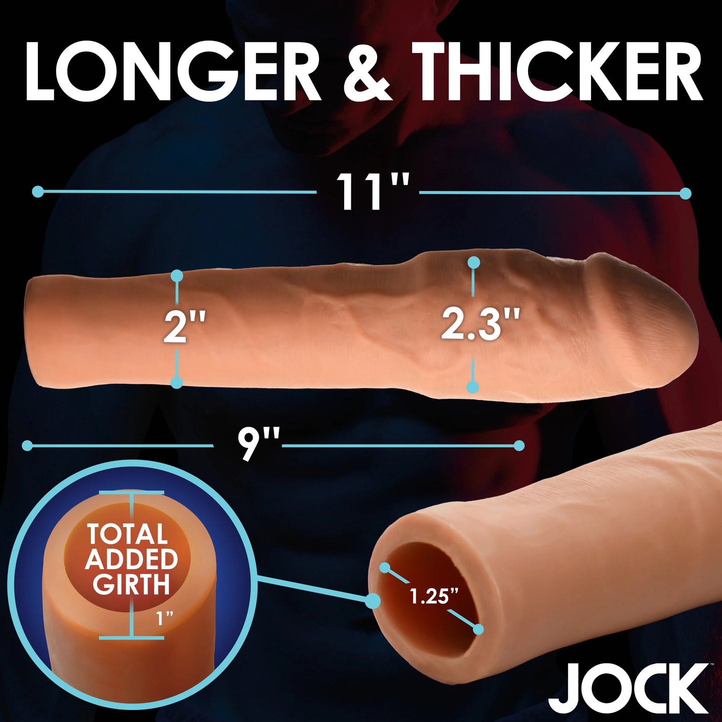 Curve Toys | JOCK Extra Thick 2" Penis Extension Sleeve - Medium