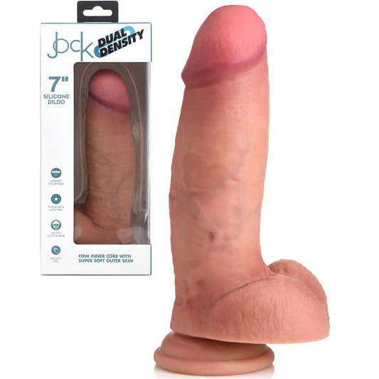 Curve Toys | Jock 7" Dual Density Silicone Dildo With Balls - Light