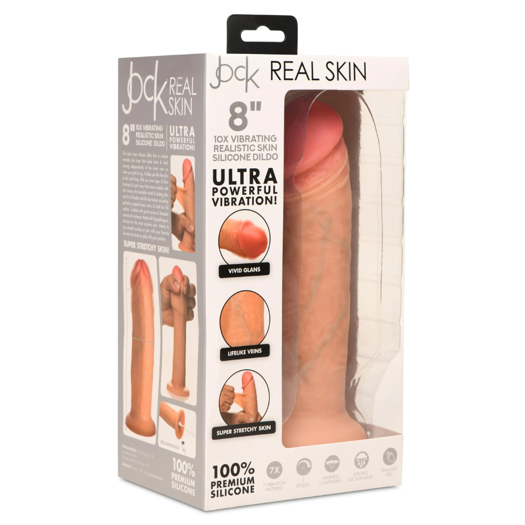 Curve Toys | Jock 8" Real Skin 10X Vibrating Realistic Skin Silicone Dildo