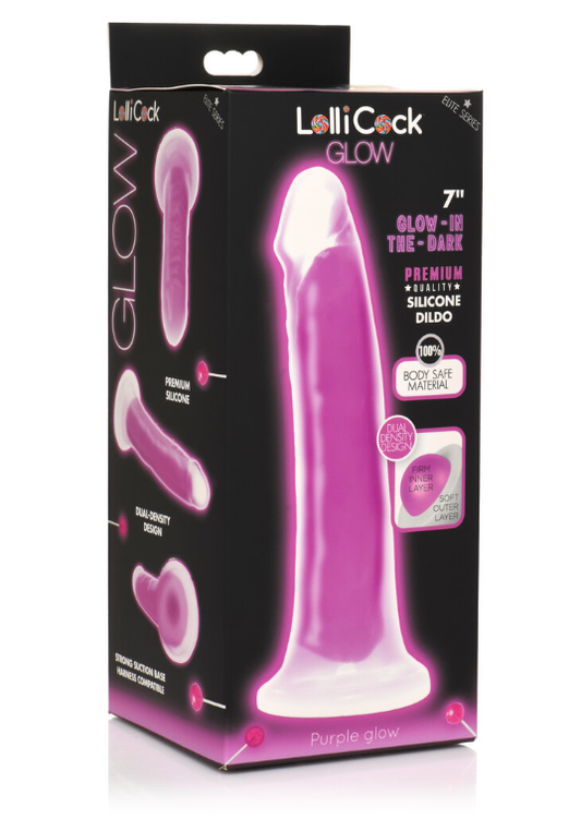 Curve Toys | LolliCock 7" inches Glow-In-The-Dark Silicone Dildo Purple