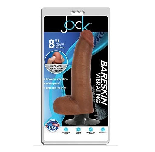 Curve Toys | Jock 8" Bareskin Vibrating Dong With Balls Latte