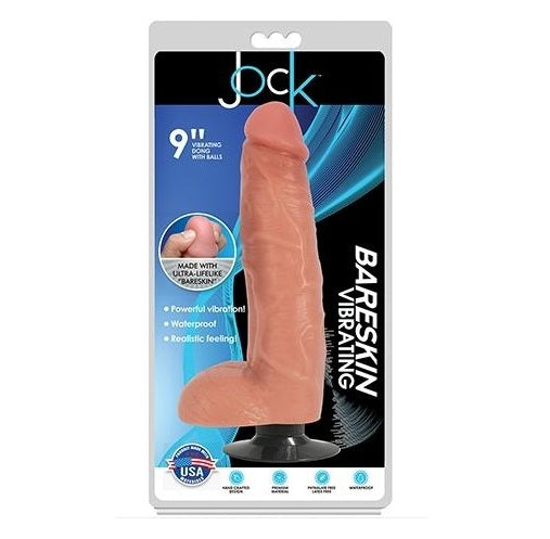 Curve Toys | Jock 9" Bareskin Vibrating Dong With Balls Vanilla