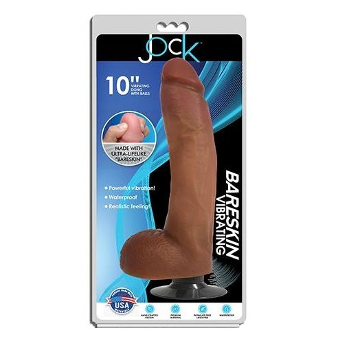 Curve Toys | Jock 10" Bareskin Vibrating Dong With Balls Latte