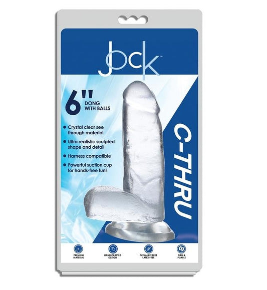 Curve Toys | Jock C-Thru 6" Clear TPE Dong W/Balls & Suction Cup