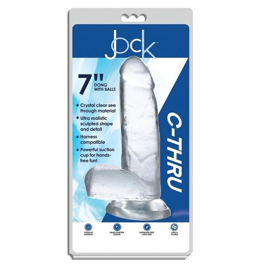 Curve Toys | Jock C-Thru 7" Clear TPE Dong W/Balls & Suction Cup