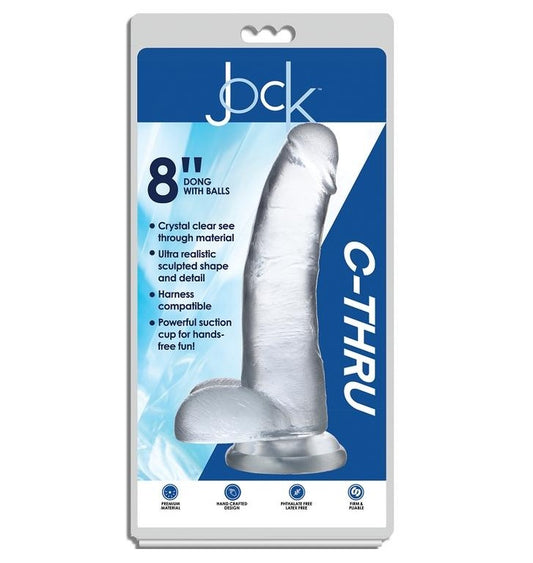Curve Toys | Jock C-Thru 8" Clear TPE Dong W/Balls & Suction Cup