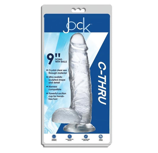 Curve Toys | Jock C-Thru 9" Clear TPE Dong W/Balls & Suction Cup