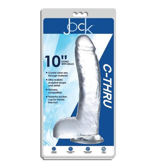 Curve Toys | Jock C-Thru 10" Clear TPE Dong W/Balls & Suction Cup