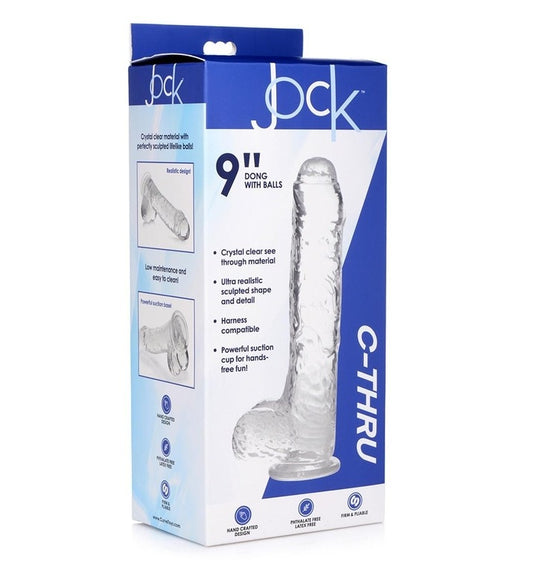 Curve Toys | Jock C-Thru 9" Clear Dong with Balls