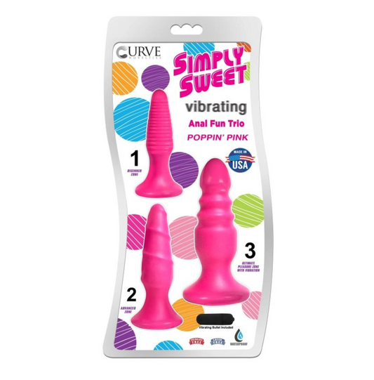 Curve Toys | Simply Sweet Vibrating Anal Fun Trio - Poppin' Pink