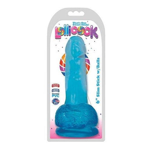 Curve Toys | LolliCock 6" Slim Stick Dildo with Balls - Berry Ice