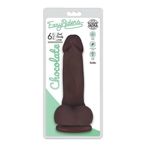 Curve Toys | Easy Riders 6" Slim Bioskin Dong with Balls Chocolate