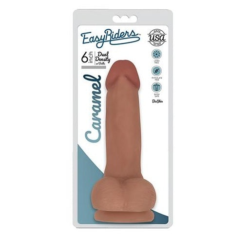 Curve Toys | Easy Riders 6" Slim Bioskin Dong with Balls Caramel