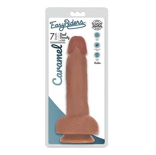 Curve Toys | Easy Riders 7" Slim Bioskin Dong with Balls Caramel